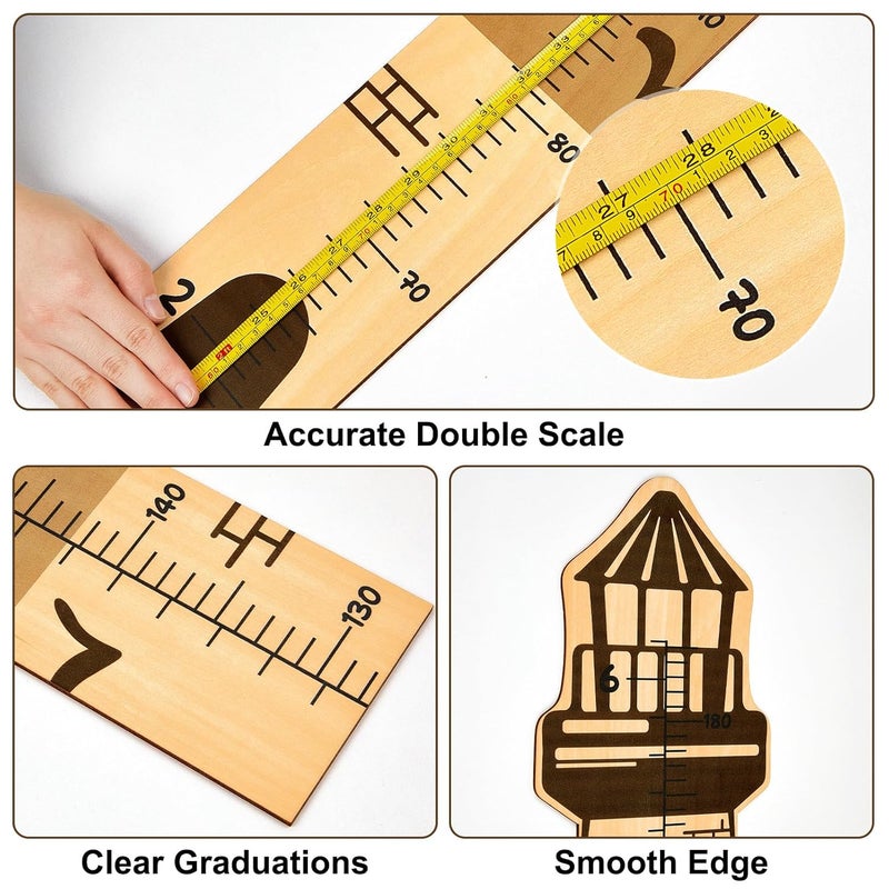 Beinou Growth Chart for Wall Wood Height Chart for Kids Height Measurement for Wall Boy Girls Height Wall Chart Growth Measuring Ruler Room Wall Decor,Lighthouse - Image 3